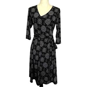 Stylish Black and White Wrap Dress Size M